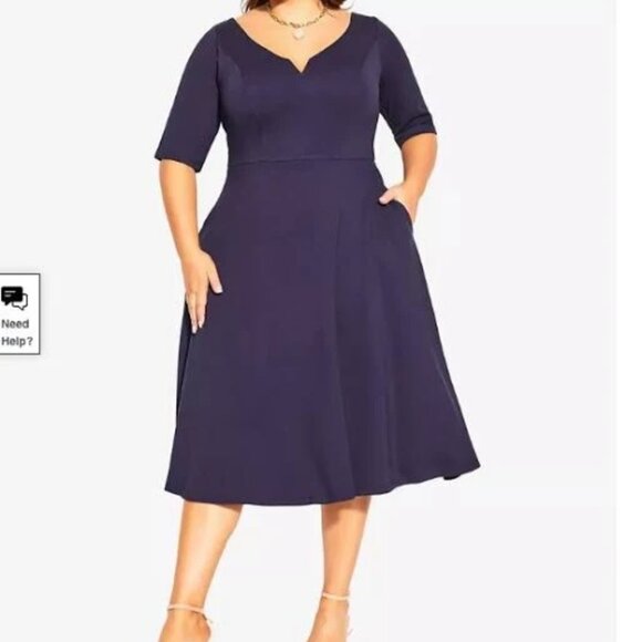 City Chic purple fit & flare Dress - Picture 1 of 8